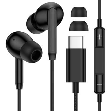 Imagem de Fones de ouvido com fio tipo C, cabo USB C, fones de ouvido para Android, Samsung Galaxy A56/A36/A17/A16 5G/S25FE/S25 Ultra/S25 Plus/Edge/S24/S23/S22, tipo C, plugue de ouvido para iPhone 17 16 Pro