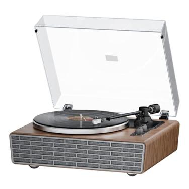 Imagem de XJ-HOME Toca-discos de vinil com alto-falantes agudos/graves, toca-discos Bluetooth HiFi com cartucho magnético AT-3600L (MM), pré-amplificador Phono, correia de 33/45 RPM 2 velocidades, entrada AUX