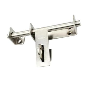 Imagem de Fechadura de porta de madeira de aço inoxidável trava de porta trava de porta Ming fechadura não perfurada de ferro antifurto fechadura antiga 1 peça