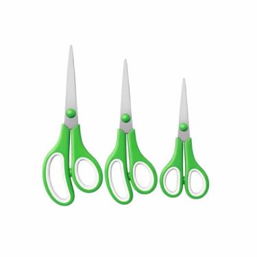 Imagem de Kit com 3 Tesouras para Corte de Tecido, Papel, Plástico e Borracha, 19,5cm, 22cm e 14cm (Verde)