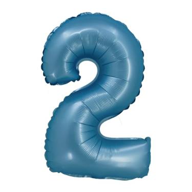 Imagem de BALAO CROMADO C/CANUDO 16" AZUL NUMERO 2