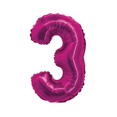 Imagem de BALAO METALIZADO C/CANUDO 16" ROSA NUMERO 3