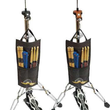 Imagem de Kit Gancho com Suporte para Bag de Baquetas - Fixação na máquina de chimbal ou estante Cor:Marrom