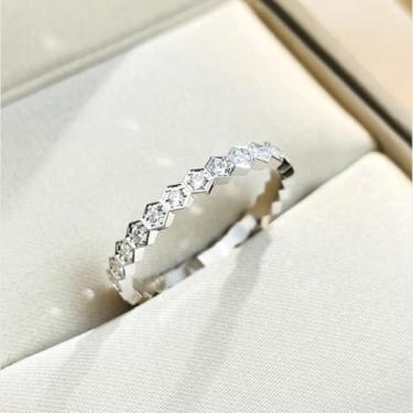 Imagem de 1 anel de zircão de diamante completo favo de mel elegante joia fina presente para mulheres presentes de aniversário namoro uso diário, 10, Cobre, Sem pedra preciosa