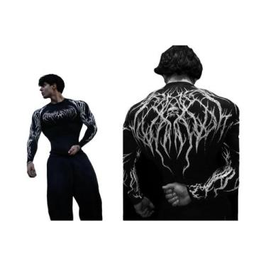 Imagem de Camiseta De Compressão Masculina De Secagem Rápida E Respirável Com Es