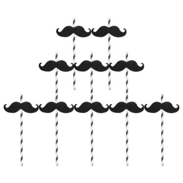 Imagem de VICASKY Colar de bigode canudos pretos balões lembrancinhas adereços 40 peças bigode canudo bebendo pequeno homem decoração para festa chuveiro suprimentos de Natal