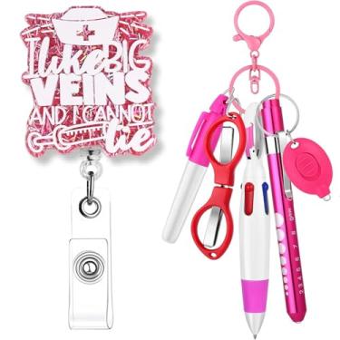 Imagem de Conjunto de canetas de enfermeira, acessórios de carretel de crachá para trabalho, médicos, estudantes de enfermagem, materiais essenciais escolares