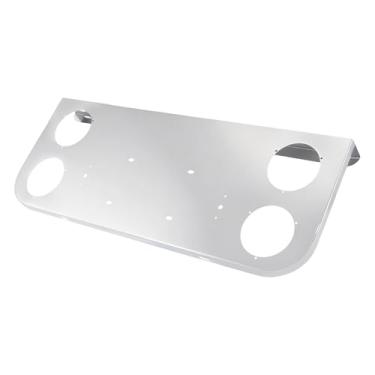 Imagem de PRINIC Painel de luz traseira de aço inoxidável para semi-caminhão com quatro recortes redondos de luz, painel de luz traseira, prata