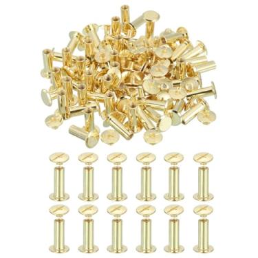 Imagem de PATIKIL Parafusos Chicago de 15,5 mm, rebites de couro, conjunto de 60 rebites de couro, kit sortido para artesanato em couro faça você mesmo, encadernação, reparo, cinto, bolsa, roupas, dourado