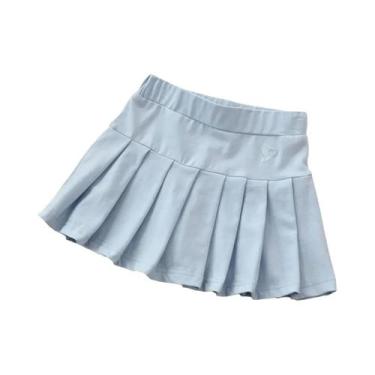 Imagem de Saia Plissada Com Coração Bordado Para Meninas, Calças De Segurança Em