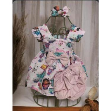 Imagem de Conjunto Menina Bebê Carinho Casa da Gabby +Laço de Cabelo + Calcinha,