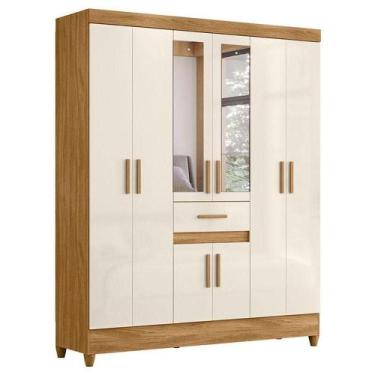 Imagem de Guarda Roupa Casal Portugal 8 Portas Freijó Off White Com Espelho - Mo