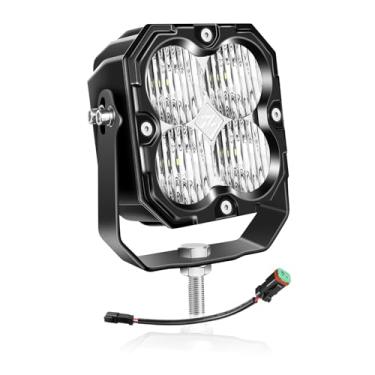 Imagem de Willpower 1 luz de LED quadrada para trabalho de 10 cm, 30 W, 2500 lm, luzes de neblina para carro 4 x 4 cm, caminhão, trator, barco, veículo off-road, 6000K, branco, IP67