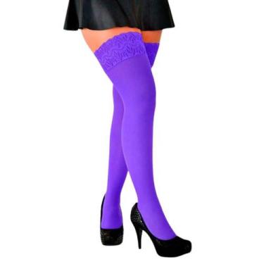 Imagem de Meia 7/8 Fio 40 Perrutextil 013 Punho Rendado, Roxo, ÚNICO
