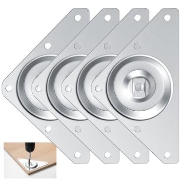 Imagem de LEIFIDE 4 peças de suporte de montagem de perna de móveis, revestimento de zinco, placas de perna de mesa, acessório de ferragem de mesa com parafusos para reforço de bancada de trabalho DIY