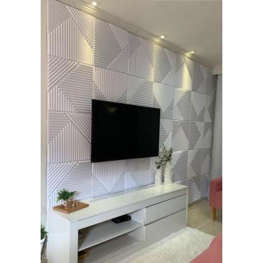 Imagem de Kit 20 Placas Painel Decorativa Ripado Revestimento Parede Decoração F