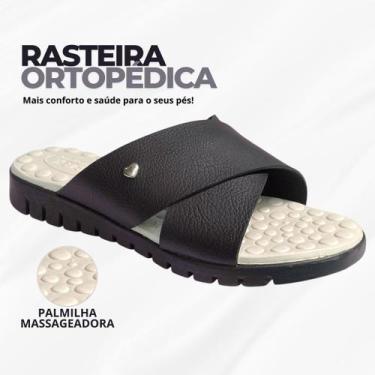 Imagem de Rasteirinha Ortopédica Feminina Sandália Massageadora Confortável Para
