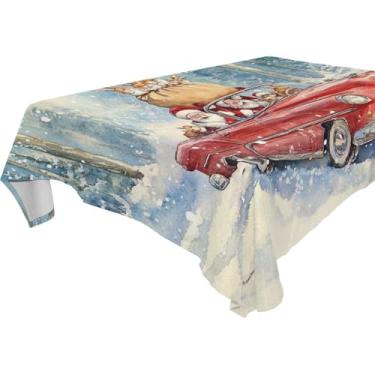 Imagem de Blueangle Toalha de mesa vermelha vintage para carro – Toalha de mesa quadrada de poliéster impermeável e resistente a manchas para ambientes internos e externos, 152 x 152 cm (739)