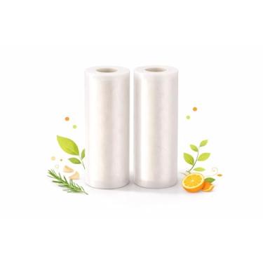 Imagem de Kit com 2 Rolos de Saco a Vácuo para Alimentos 25×500 cm Plástico com Ranhuras, Compatível com Seladora, Fácil de Cortar no Tamanho Desejado (2)