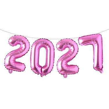 Imagem de Balões de alumínio 2027 número 2027 de 40,6 cm para festa de ano novo, decorações de formatura, decoração de escritório em casa (2027 rosa vermelho)
