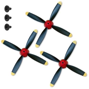 Imagem de rcxsuv 3-Pack High-Speed 4-Blade Propeller Replacement Set for P51 Mustang RC Aircraft - Includes Carbon Fiber Nose Cone & Prop Guard Accessories, Compatible with 4CH Remote Control Airplane Models