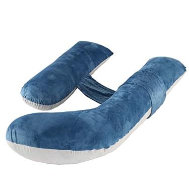 Imagem de Travesseiros de gravidez para dormir de lado, travesseiro macio de maternidade para suporte de barriga, travesseiro de corpo grávida em forma de H para gravidez, cinza