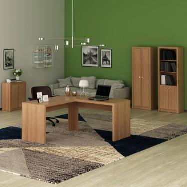 Imagem de Conjunto de Escritório com Balcão, 2 Armários e Mesa Angular em L 157,