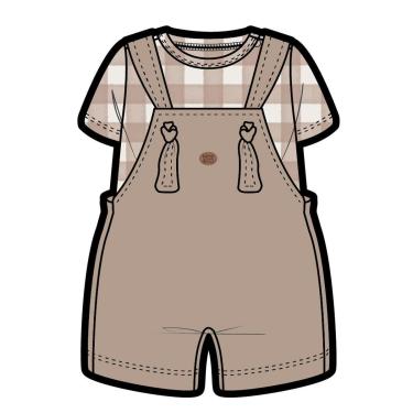 Imagem de Conjunto Bebê Menino Body /Jardineira Marrom Mini & Co-Masculino