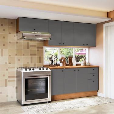 Imagem de Armário de Cozinha Completa 240cm Canela/Cinza Sagrado Pixel Kappesberg