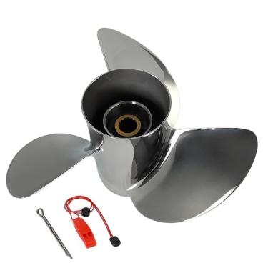 Imagem de QIKIRUO Hélice de aço inoxidável 13 1/4x17, 13 1/2x14, 13 1/2x15, 13x17, 13x19 para motores de popa Yamaha 60HP-130HP, 15 dentes-RH
