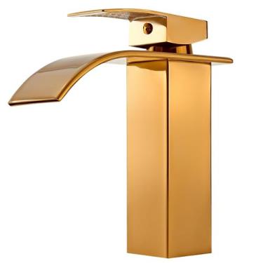 Imagem de Torneira Banheiro Dourada Cascata Monocomando Baixa - Kparts Importado