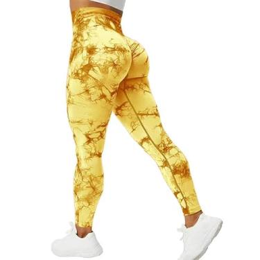 Imagem de tincolia Meia-calça feminina de ioga moderna tie dye, sem costura, alta elasticidade, controle de barriga, calça de corrida - 13-G