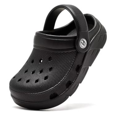 Imagem de HOBIBEAR Tamancos infantis de jardim sandálias infantis para meninos meninas chinelo praia sapatos aquáticos sem cadarço (bebês/crianças pequenas/grandes), Preto, 17