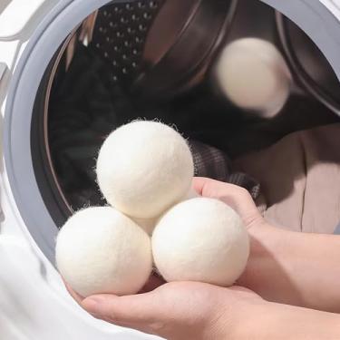 Imagem de 1/2 bolas de secador de lã, reutilizáveis, amaciante, bola de lavagem doméstica, kit seco de lã, acessórios para máquina de lavar roupa doméstica (2 peças, cor lisa, 4 cm)