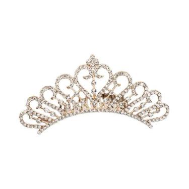 Imagem de Clipe De Coroa De Princesa Para Crianças Com Cristais, Pérolas E Stras