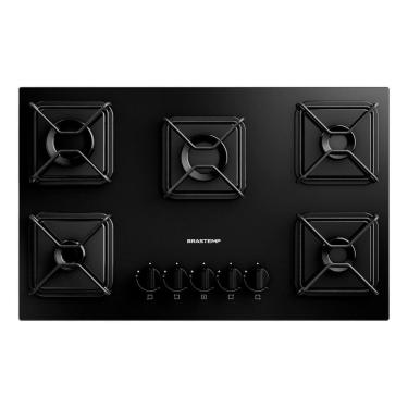 Imagem de Cooktop 5 Bocas A Gas Vidro Preto Power - Brastemp