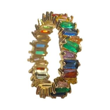 Imagem de Anel De Noivado Feminino Banhado a Ouro 18K Com Zircônia Cúbica Baguet