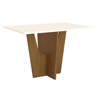 Imagem de Mesa De Jantar Vértice 120 Cm Canto Reto Sem Vidro Nature Off White - Henn