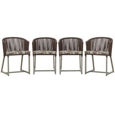 Imagem de 4 Cadeiras De Jantar Noronha Fendi Corda Náutica E6 Trama Marrom