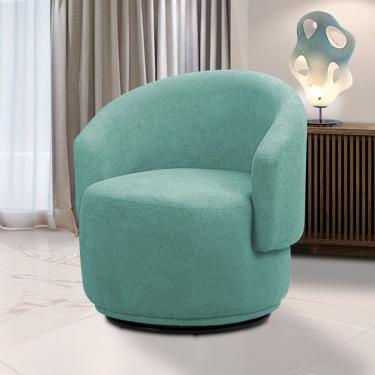 Imagem de Poltrona Decorativa Orgânica Giratória Névoa Bouclê E03 - D'rossi Azul Turquesa