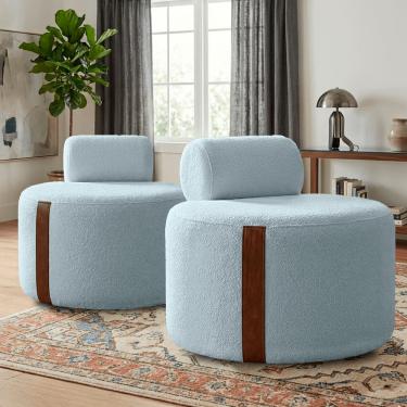 Imagem de Kit 02 Poltrona Decorativa Orgânica Erica Sala Bouclê Luxo