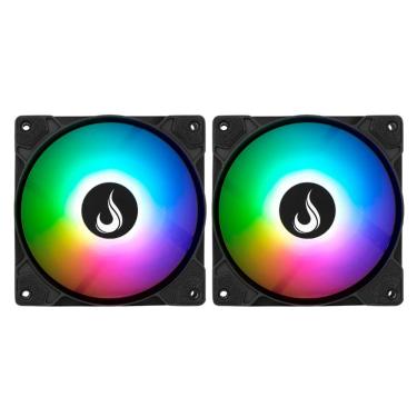 Imagem de Kit 2 Fans Rise Mode X Led Rainbow 120mm Preto - RM-XLD-RBW-2