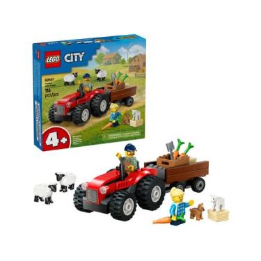 Imagem de LEGO Trator de Fazenda Vermelho com Trailer e 