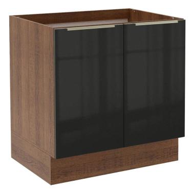 Imagem de Balcão Madesa Lux 80 cm 2 Portas Rustic e Preto