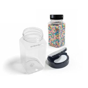 Imagem de Porta Temperos PET C Tampa Flip top Vazio Quadrado 220ml 5UN - EMBANET