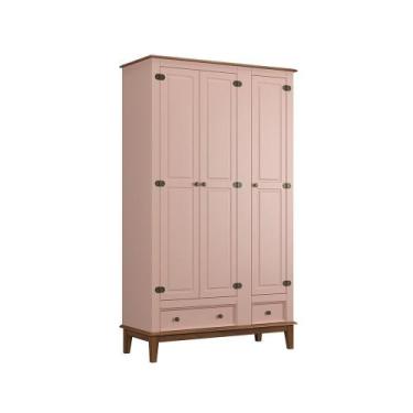 Imagem de Guarda-Roupa Rústico 3 Portas e 2 Gavetas - Madeira Maciça e MDF - Apa