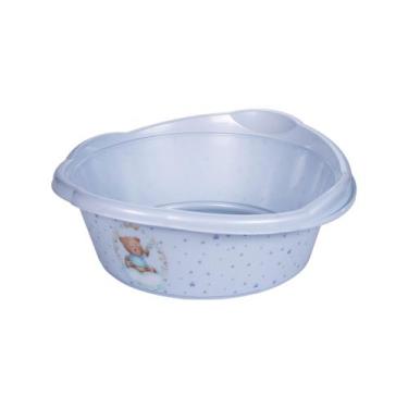 Imagem de Bacia de Bebê Infantil Decorada Ursinho 17,5 Litros PlasUtil Azul e Ro