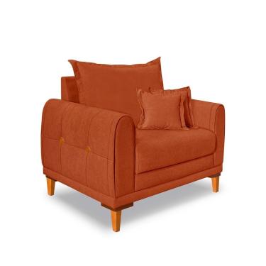 Imagem de Poltrona Livia Bouclê Pés De Madeira - Pallazio Cor Terracota