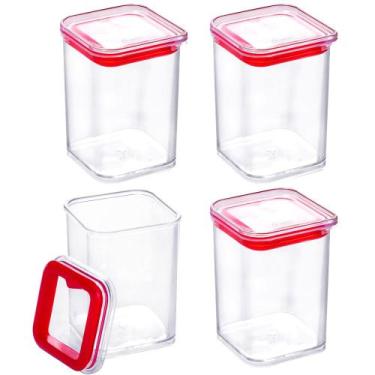 Imagem de 4 Potes Hermético 160ml Cristal Empilhável Transparente Porta Temperos