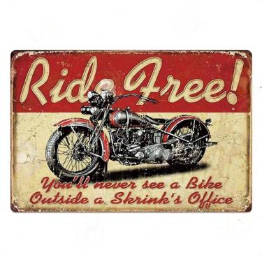 Imagem de Decoração de parede Tin Sign Ride Free Vintage Motorcycle 20x30cm